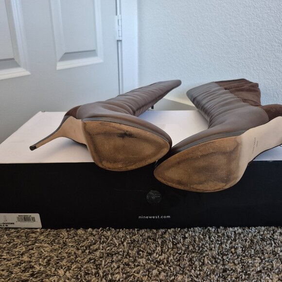 9 West chocolate tall brown boot 9.5 - Picture 3 of 5